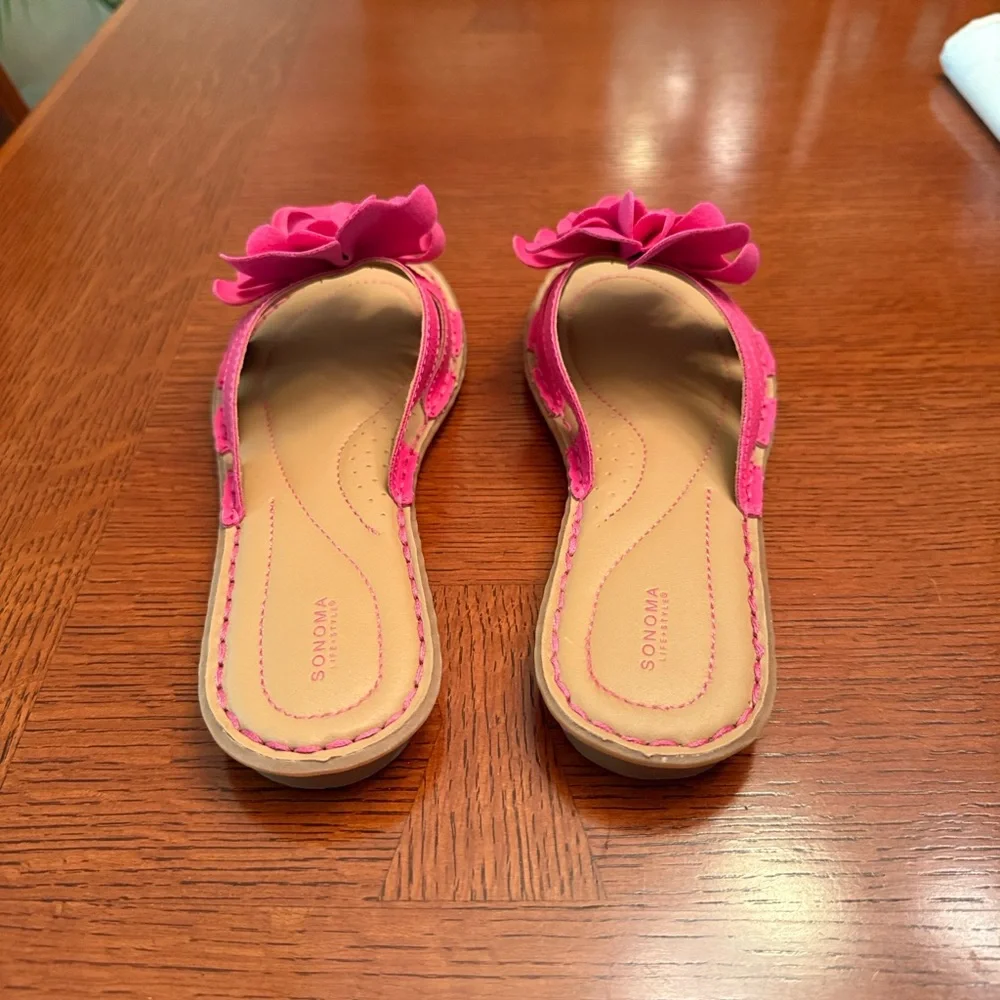 SONOMA Hot Pink Floral Layered Slide Sandals for Women - Picture 12 of 12